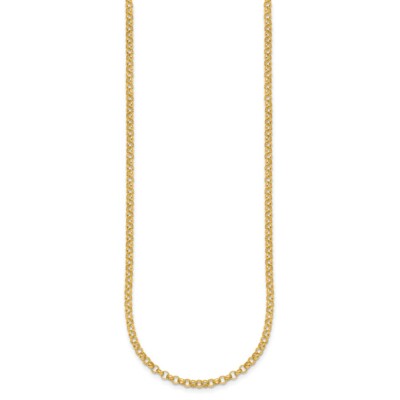 Pre-owned Diamond2deal 18k Yellow Gold 3.3mm Solid Rolo 20" Chain Necklace 11.85gram