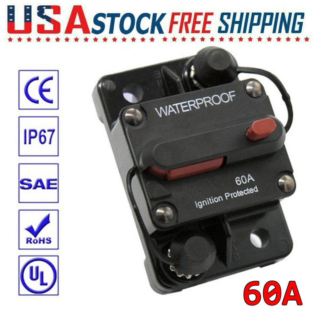 DC 24V Trolling Motor 60 Amp WATERPROOF Resettable Fuse Circuit Breaker