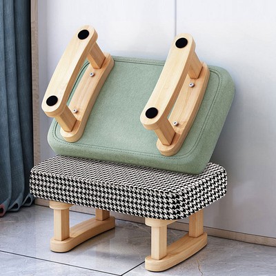 Wood Cushion Sitting Stool Sofa Low Foot Step Stool Changing Shoe Rest Seat USA