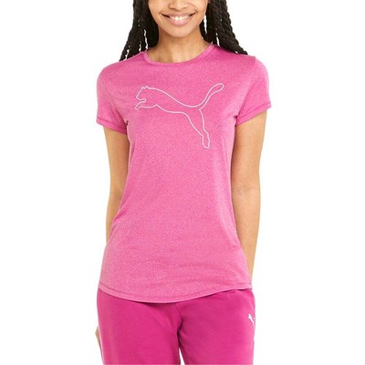 

Женские розовые повседневные топы Puma Rtg Heather Logo с круглым вырезом и короткими рукавами 849, Розовый
