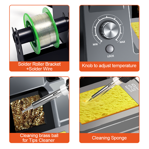 90W Electric LED Soldering Iron Station Kit Auto Sleep Adjustable Temperature US