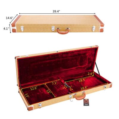Glarry Wood Hard-Shell Case With Lock For Standard 39-Inch ST/TL Electric Guitar