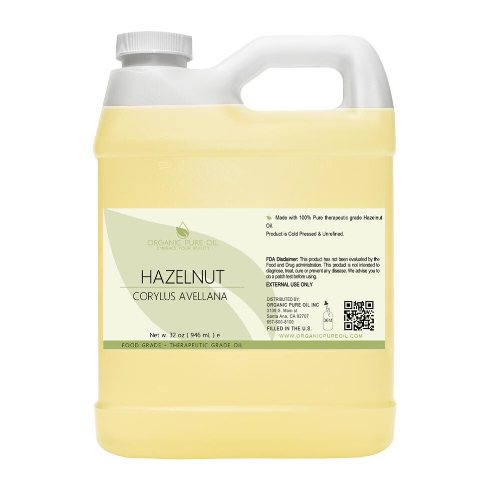 100 Pure Hazelnut Oil Unrefined Cold Pressed Sourced Organic 32 fl. oz