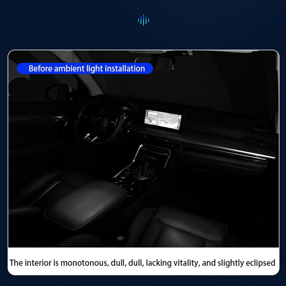 18 In 1 Symphonie Auto Umgebungslichter, LED, RGB, 64 Farben, Versteckter Neon Acrylstreifen, Innenatmosphäre, Lampen Set, Schwarzer Klebeband Aufkleber