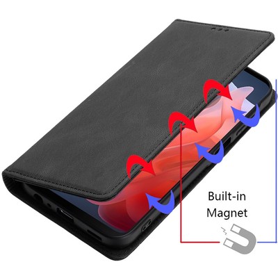 For Moto G Play 2024 Case Vegan Leather Phone Wallet Cover + Tempered Glass