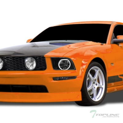 TLAPS For 2005-2009 Mustang Black LED Halo Headlights+Smoke Bumper Signal Amber