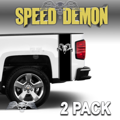 Truck Bed Stripes Truck Side Decals -  Ram Skull Graphics Set of 2 Bands