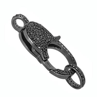 Natural 1.40ct Black Diamond Pave Sterling Silver Lobster Clasp Jewelry Findings