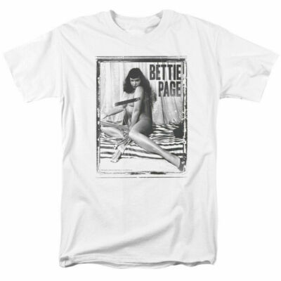 Bettie Page Rough Photo T Shirt Licensed 1950's Queen Of Pinups Model Tee White