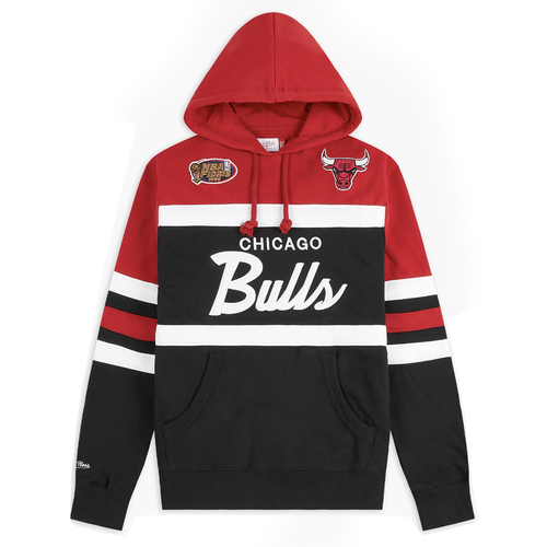 Толстовка с капюшоном Mitchell & Ness Head Coach мужская черная, красная повседневная верхняя одежда FPHDSC19029-C