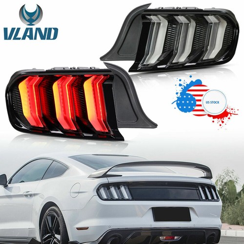 For Ford Mustang 2015-23 VLAND Tail Lights Clear LED Brake Rear Lamps Sequential