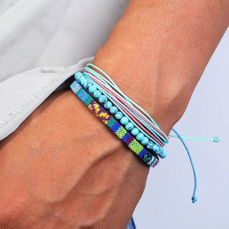 3PCS Bohemian Bracelet Adjustable Bracelet Surfing Ocean Beach Bracelet