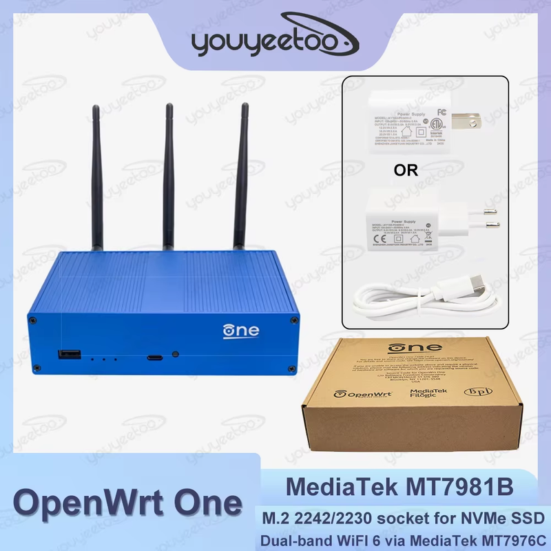 Banana Pi OpenWrt One Open Source Smart Router MediaTek MT7981B Dual-Band WiFi6