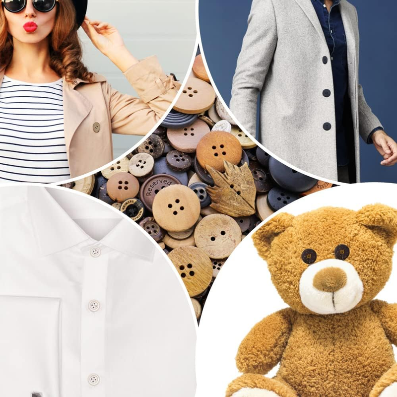 TCOTBE 600 Pcs Assorted Sizes Wooden Buttons Mixed Colors Coconut Shell Wood Han