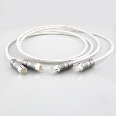 Pair 99.998% Pure Solid Silver XLR Balanced Cable HiFi Audio Silver Plated Plug
