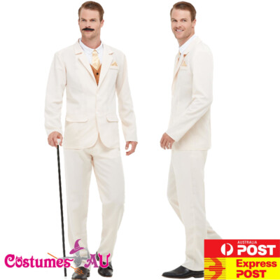 Roaring 1920s Gent Suit Gangster Mens Gatsby Mafia Chicago 20s Tuxedo Costume 