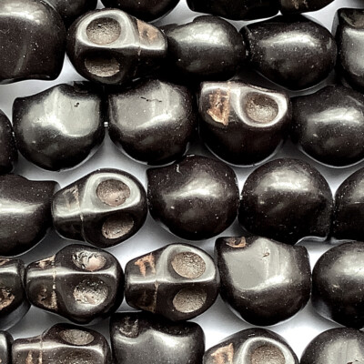 Dyed Black Magnesite 17mm Skull Semi Precious Stone Beads Q12 Beads per Pkg