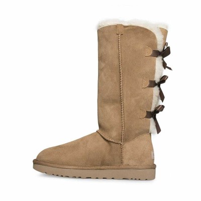 Pre-owned Ugg Bailey Bow Tall Ii Chestnut W-1016434-che Women's In Multicolor