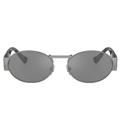 Pre-owned Versace Iconic Ve 2264 10016g Matte Gunmetal Metal Sunglasses Silver Mirror Lens