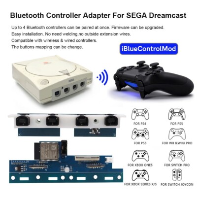 For SEGA DreamCast DC iBlueControlMod Gamepad Wireless Bluetooth Controller