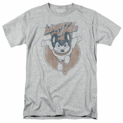 Mighty Mouse Flying With Purpose T Shirt Mens Licensed Cartoon Merchandise Gray