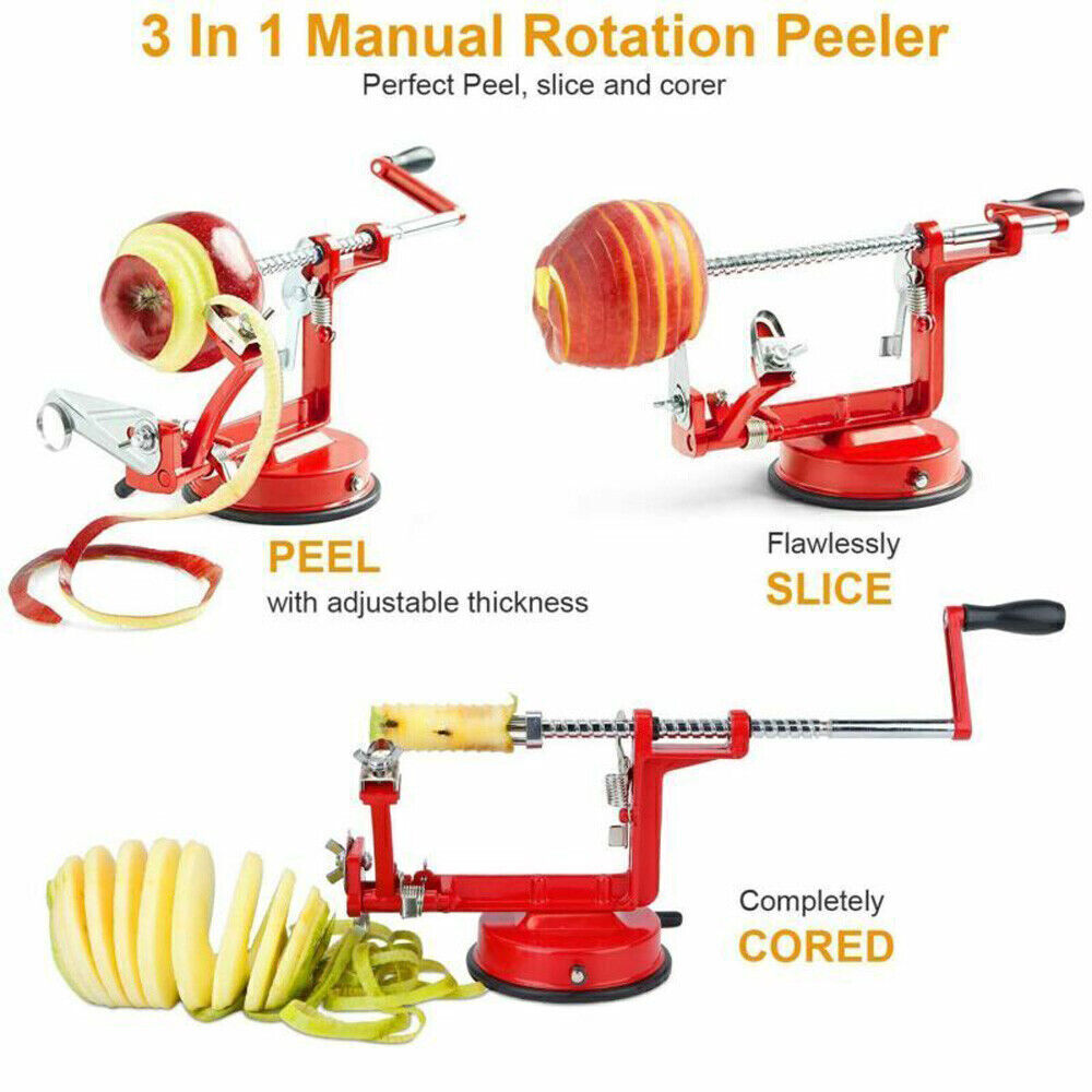 3in1 Kitchen Tool Apple Fruit Corer Slicer Peeler Slinky Machine Potato Cutter *
