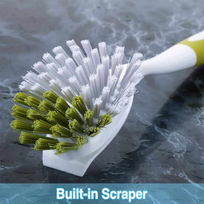 Scrub Brush for Dish Kitchen Sink Pot Pan with Stiff Bristles, Yellow-Green 3pcs