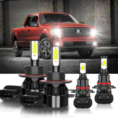 For 2004-2014 Ford F150 6000K LED Headlight Hi/Lo Fog Light Bulbs Combo 4x C6