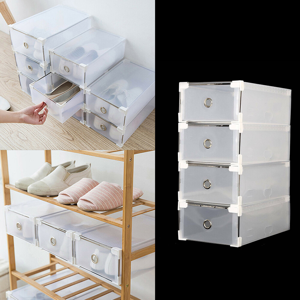 24xSchuhboxen transparent stapelbar Schuhaufbewahrung Box Kunststoff