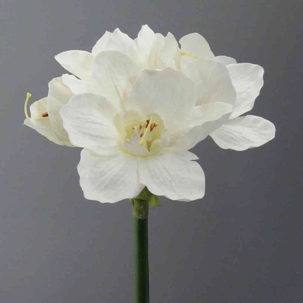 Künstliche Amaryllis 66cm | Kunstblume mit 4 Blüten Weiß
