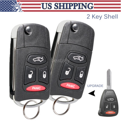 2 For 2005 2006 2007 Jeep Grand Cherokee Chrysler 300 300C Flip Key Fob Shell