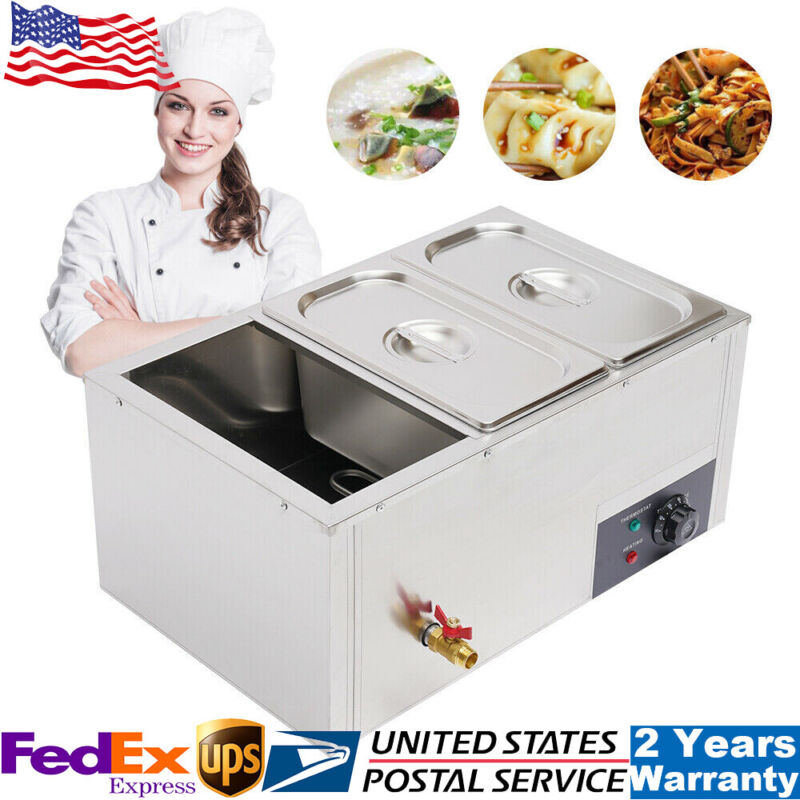 3-Pan Commercial Electric Food Warmer Steam Table Buffet Bain Marie Countertop