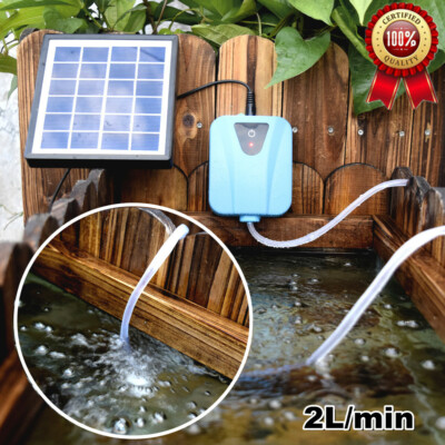 Solar Sauerstoffpumpe Teichbelüfter Gartenteich Aquarium Luftpumpe 2L/min