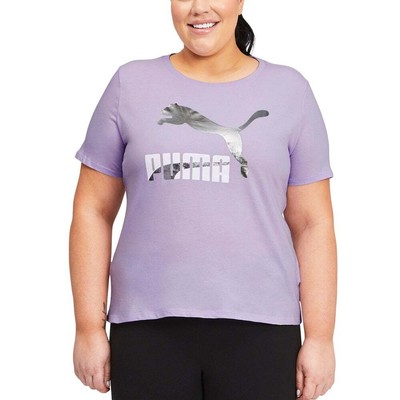 

Футболка Puma Classics Logo Tee Plus Womens Size  Casual Tops 531866-16, Фиолетовый