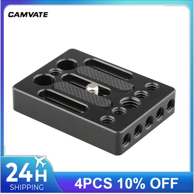 Camera Baseplate Quick Release Plate WIth 1/4"-20 & 3/8"-16 Threaded Holes For C