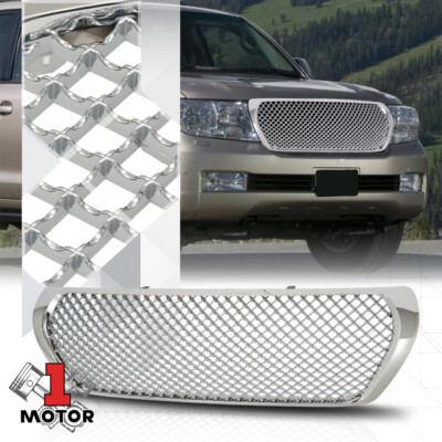 For 2008-2012 Toyota Land Cruiser {3D WAVE MESH} Chrome ABS Front Bumper Grille