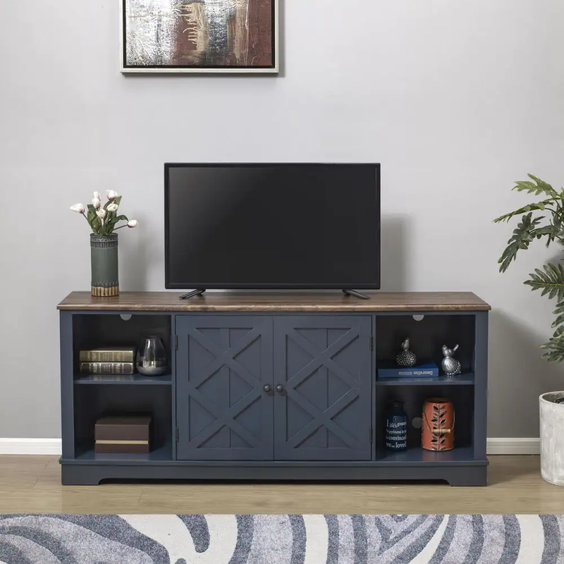 TV Cabinet Stand 70 inch with Adjustable Shelves and Cable Management Raw Wood