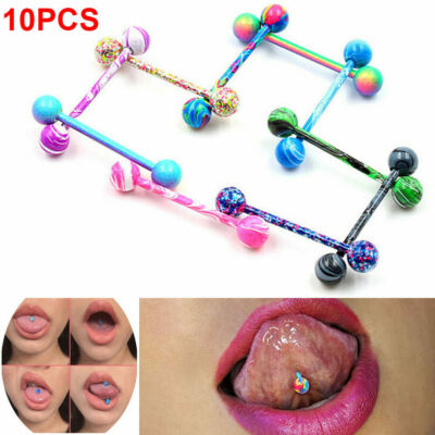 10PCS Stainless Steel Tongue Rings Best For Going Party Or Banquet Or Gift