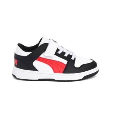 Puma Rebound Layup Lo Lace Up Youth Boys Black, Red, White Кроссовки Повседневная обувь