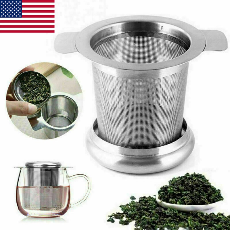 Infuser Metal Cup Strainer Loose Leaf Filter With Lid
