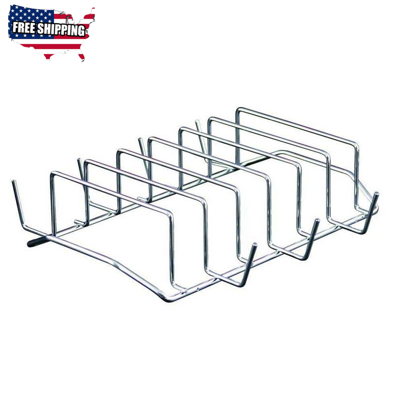 BBQ Rib Rack Grill Steel Outdoor Indoor Oven Smoker Barbecue