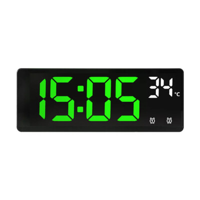 Large Digital Alarm Clock LED Temperature Voice Control Dual Alarm Snooze 12/24H