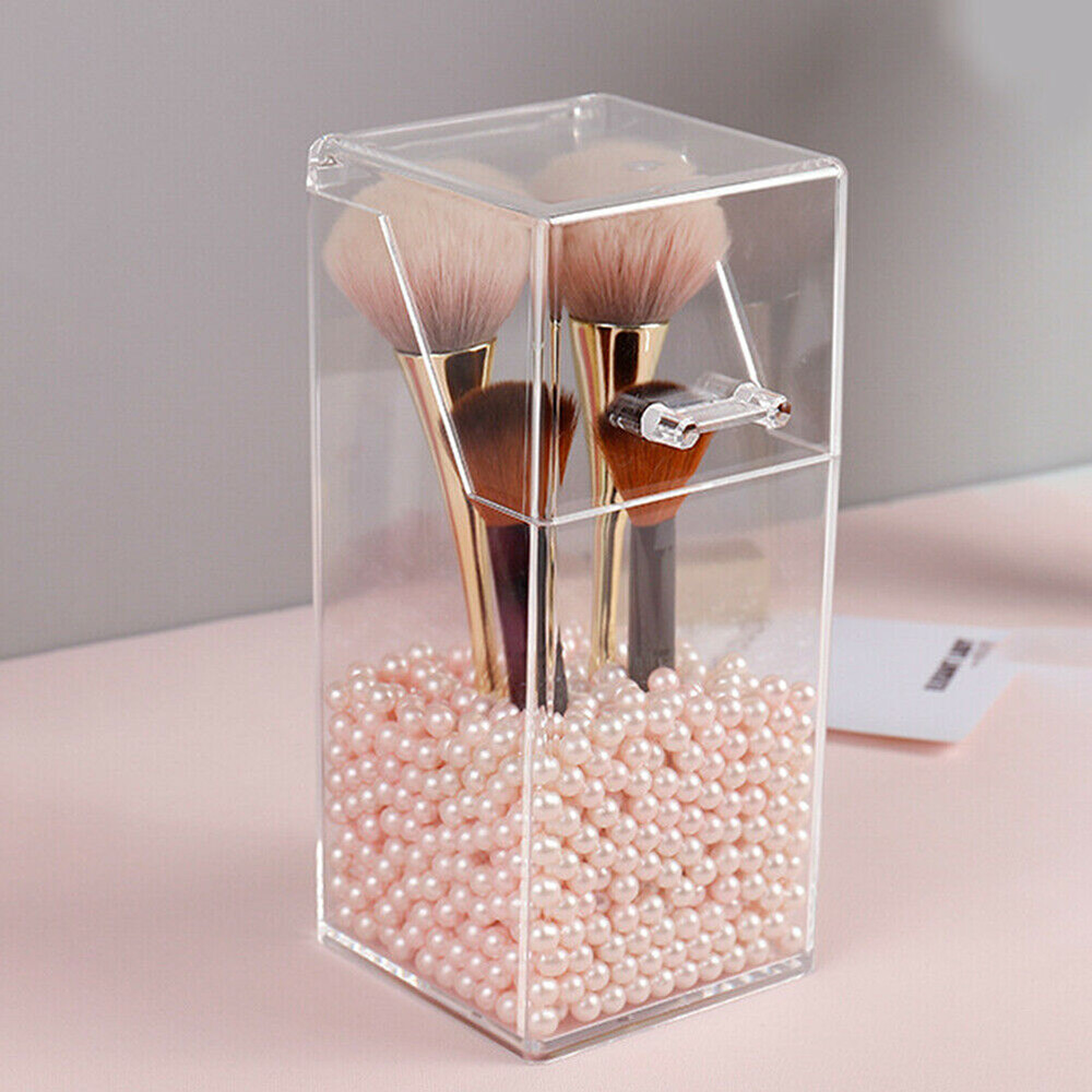 Clear Acrylic Makeup Brush Holder With Lid Dustproof Organizer Storage