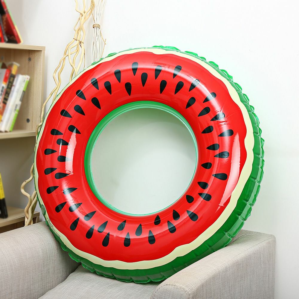 PVC Inflatable Pool Swimming Ring Watermelon Shape Adult Kid Swim Circle Float