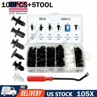 100PCS Box Set Bumper Fender Liner Push Type Retainer Clips for Nissan w/Tool US