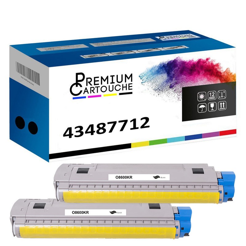 Premium Cartouche X2 Toner 43487712 Noir Compatible Oki