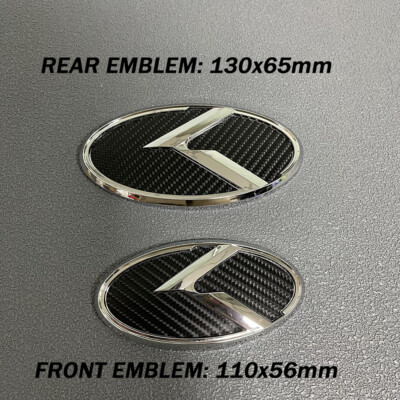 2x Carbon Fiber Black Front Hood Trunk Emblem K Badge For  FORTE RIO OPTIMA