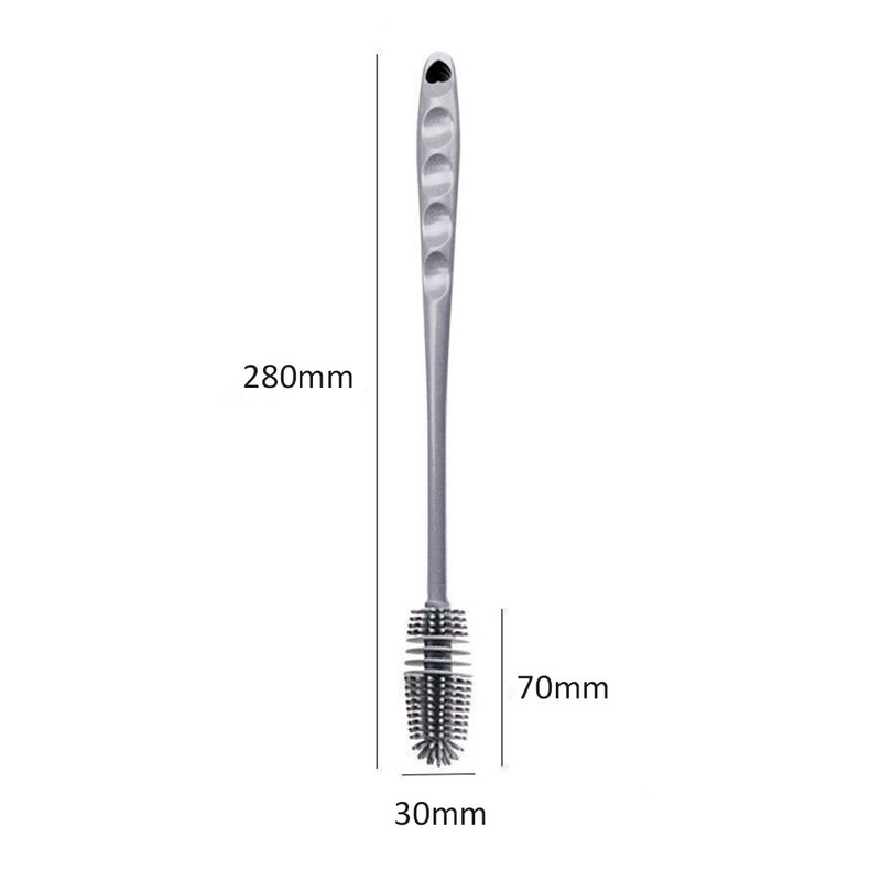 Long Handle Silicone Bottle Brush Cup Scrubber Kitchen Glass E