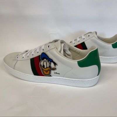 Pre-owned Gucci New Ace Disney Donald Duck Sneakers In Black
