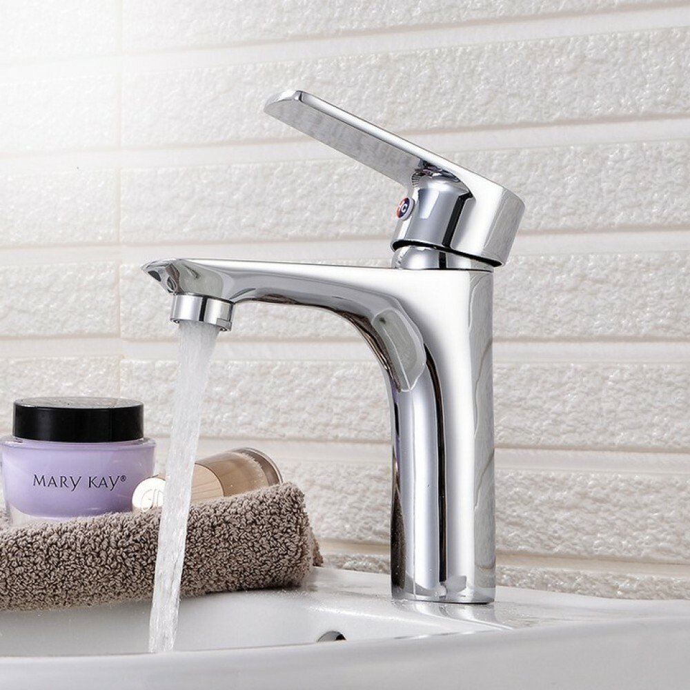 Waschtischarmatur Wasserhahn Waschbecken mit Zugstange Mischbatterie